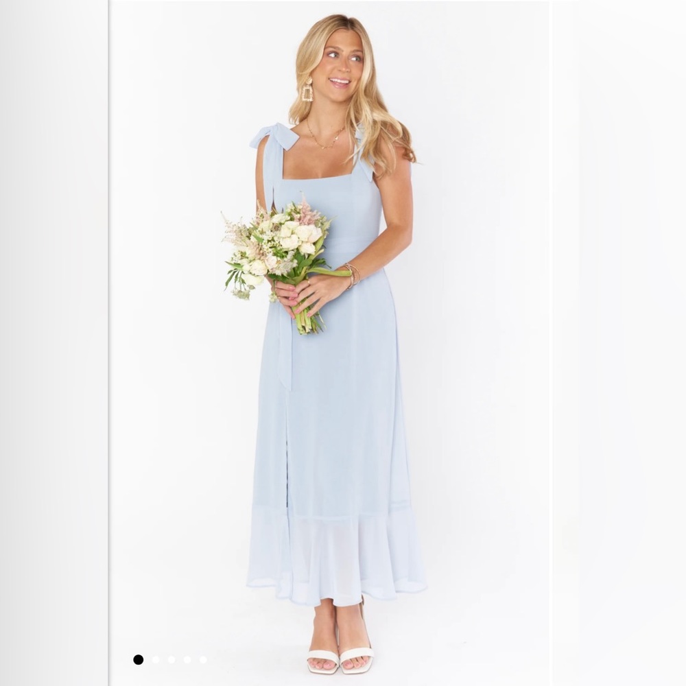 Claire Midi Dress ~ Steel Blue Chiffon